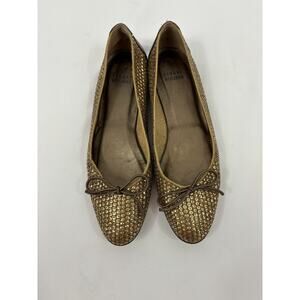 Stuart Weitzman Casino Sequin Ballet Flats Gold 7.5 M Bows
